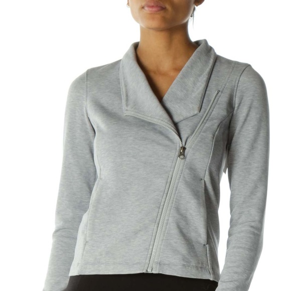 Athleta Jackets & Blazers - Athleta On The Move Asymmetrical Zip Moto Jacket XL Light Gray/Silver